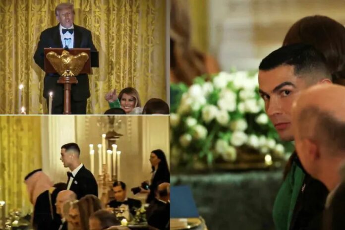 Donald Trump salue Cristiano Ronaldo lors d’un dîner officiel à la Maison Blanche