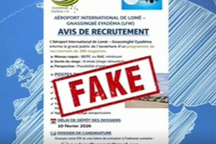 Togo : un faux recrutement de 386 stagiaires signalé à l’aéroport de Lomé