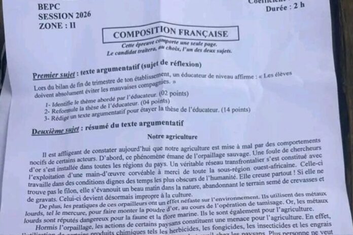 Côte d’Ivoire BEPC 2026 épreuves