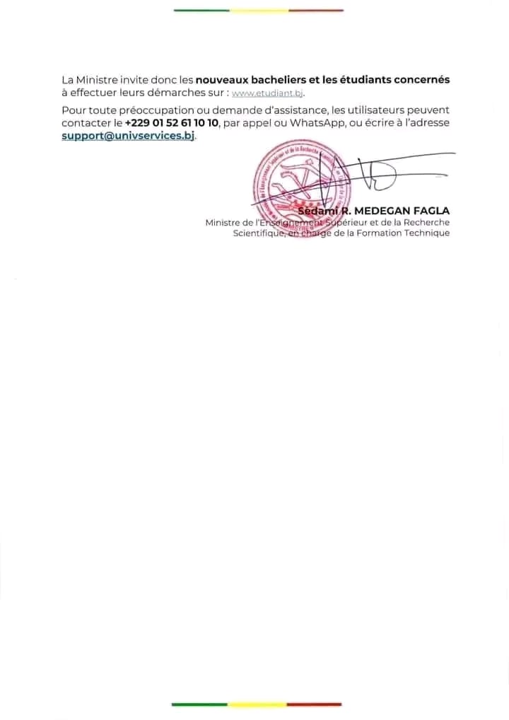 Bénin : les préinscriptions et réinscriptions universitaires ouvertes pour 2026-2027